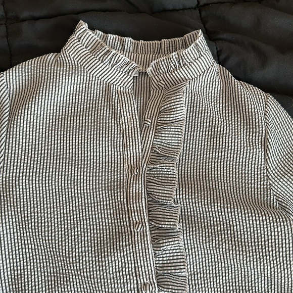 Striped Ruffle Button Down - Picture 3 of 6